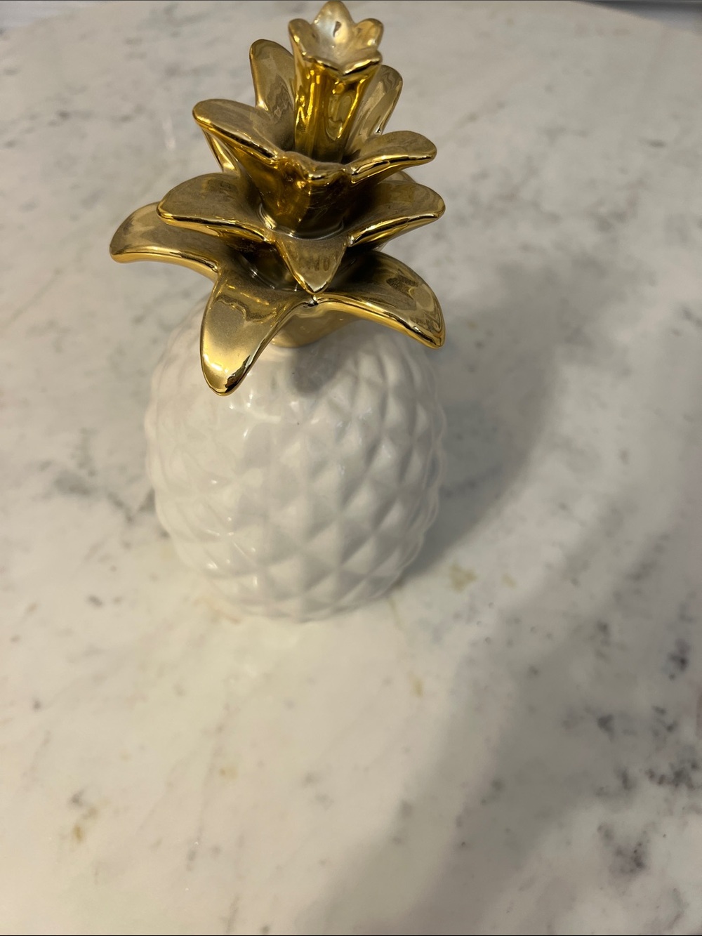 Gold-Top White Ceramic Pineapple